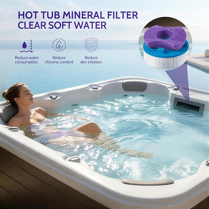 Hot Tub Sanitizer for Dimension One Spas Filter, Hot Tub Spa Mineral Filter Cartridge Compatibel with Dimension One Spas Vision Sanitizing System