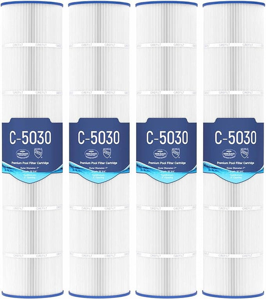 C5030 Pool Filter Cartridges, Compatible with Hayward SwimClear C5030, C5020, C5025, Replaces Hayward CX1280XRE, Pleatco PA131-PAK4, Unicel C-7494, Filbur FC-1227, 524 sq. ft, 4-Pack