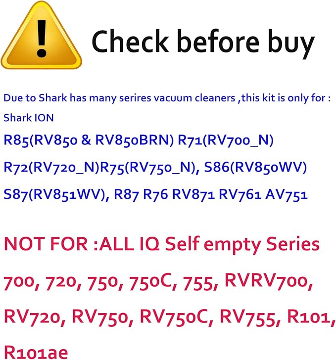 Replacement Parts Compatible for Shark ION AV751/752/AV753 R85 RV850 RV761 RV771 RV871 S86 S87 S88 R71(RV700_N) R72(RV720_N) R75(RV750_N) AV752 AV753 Accessories Sweep