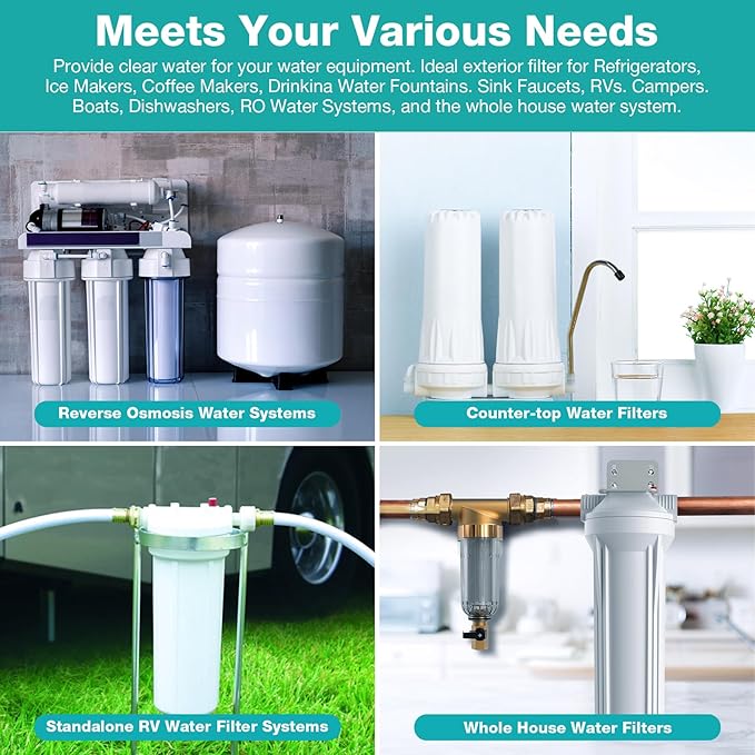 SimPure 5 Micron 10" x 2.5" Whole House Carbon Sediment Water Filter Cartridge Replacement for Home Under-Sink & Countertop Filtration System,10 inch RO Unit, Dupont WFPFC8002, FXWTC, SCWH-5 (3 Pack)