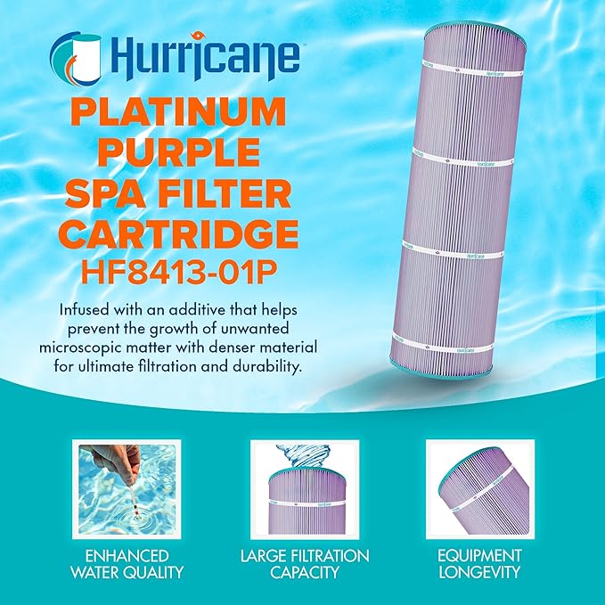 Hurricane Filters HF8413-01P Platinum Purple Pool Filter Cartridge - Replacement for PWWPC125B, Unicel C-8413, Filbur FC-2575, Waterway Proclear 125, Sta Rite Posi Clear PXC-125