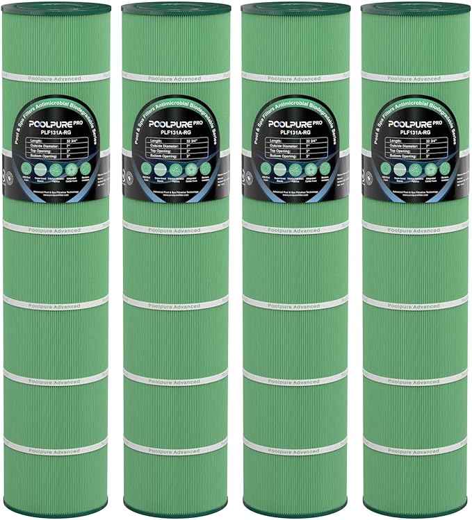 POOLPURE C5030 Antimicrobial Pool Filters Compatible with Pleatco PA131-PAK4, Ultral-A2, Hayward CX1280XRE, SwimClear C5025, C5030, C5020, Unicel C-7494, Filbur FC-1227, FC-6435, 4 X 131 sq. ft.