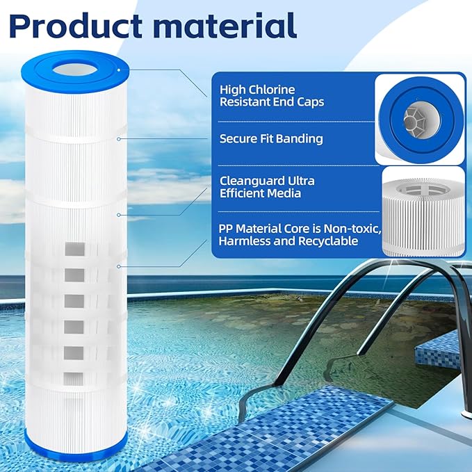 4PCS CCP420 Swimming Pool Filter Cartridges Replaces for Unicel C-7471, Filbur FC-1977, Pleatco PCC105, 178584, R173576, 817-0106, 105 Sq. Ft.