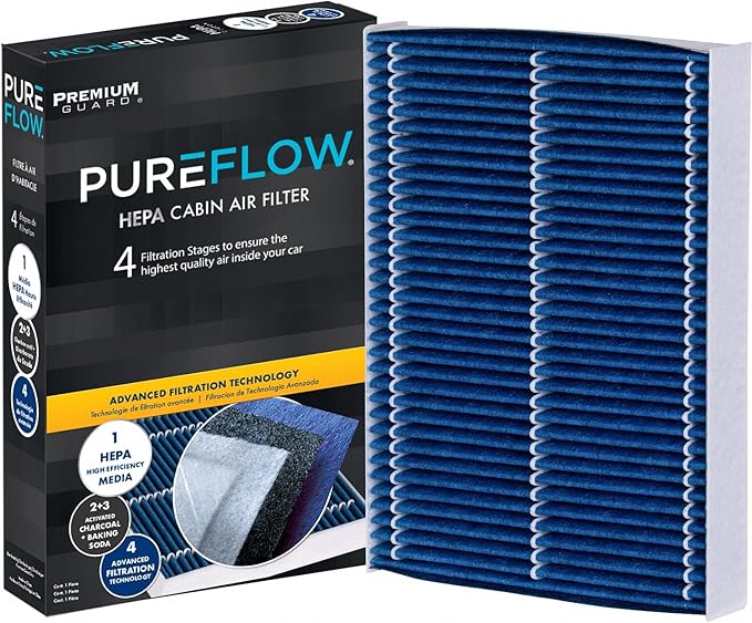 PureFlow HEPA Cabin Air Filter PC99052HX | Fits 2015-2025 Nissan X-Trail, 2016-2024 Renault Koleos, 2022-2024 Logan, 2014-2020 Nissan Rogue, 2017-2022 Rogue Sport, 2017-2023 Qashqai