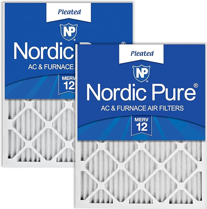 Nordic Pure 14x20x1 (Actual Size: 13 1/2 x 19 1/2 x 3/4) Pleated MERV 12 Air Filters 2 Pack