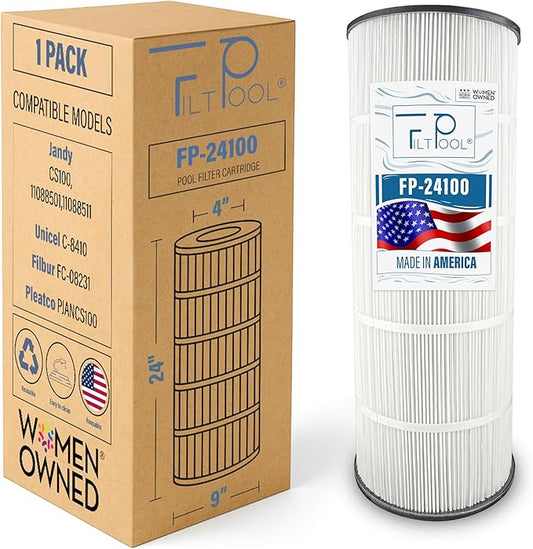 FP-24100 - Pool Filter Replacement for Jandy CS100, 11088501, 11088511, PJANCS100, Hayward X-Stream CC1000, Unicel C-8410 & Filbur FC-0821 - Swimming Pool Cartridge Filter - 1 PC, 100 SQFT