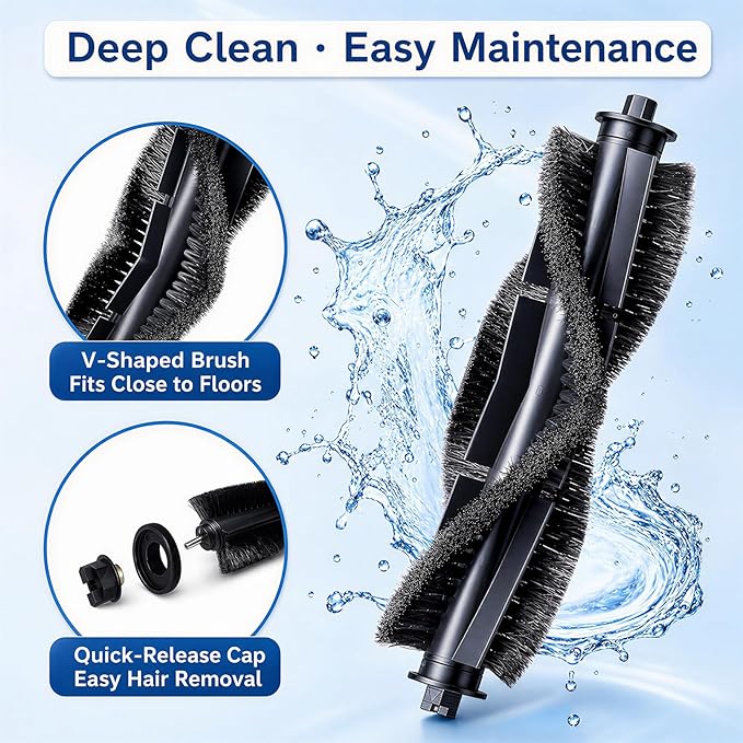20-Piece L9000 Replacement Parts Compatible with Tikom L9000, L8000, Lubluelu SL60D, Laresar L6 Nex, Honiture Q6 SE Robot Vacuum Accessories, 2 Main Brushes, 6 Side Brushes, 6 HEPA Filters, 6 Mop Pads