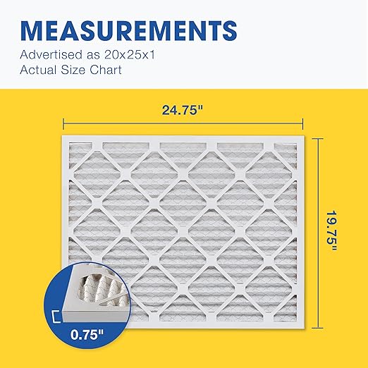 Aerostar 20x25x1 MERV 13 Air Filter, 6 Count, ACTUAL SIZE (19.75 x 24.75 x 0.75), HVAC, Air Conditioning & Furnace Filter for Allergies, Dust, Pet Dander & Smoke (MPR 1500 / FPR 10), Made in USA