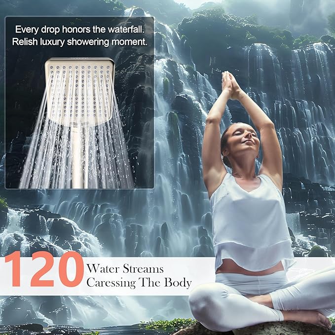 Homlord Filtered Shower Head with Handheld Brushed Nickel - High Pressure 6 Modes, 120 Anti-clog Nozzles, Detachable Showerhead with Hard Water Filters, Extra Long 6ft Hose, Power Wash Mode