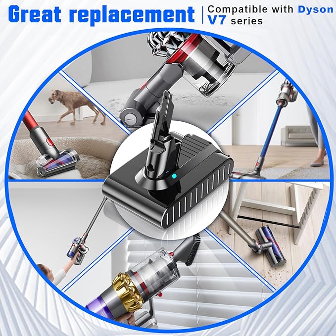 Bonacell Upgarded 7.0Ah Li-ion Replacement for Dyson V7 Battery 21.6V Compatible with SV11 V7 Animal/Motorhead/Trigger, Absolute Handheld Vacuum Cleaners 229687 225403 Cordless Vacuum