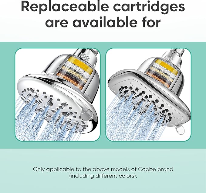 Cobbe 4 Pack Replacement Filters for Fixed Showerheads - Water Softener Filters Beads for Hard Water - Remove Chlorine - Reduces Dry Itchy Skin