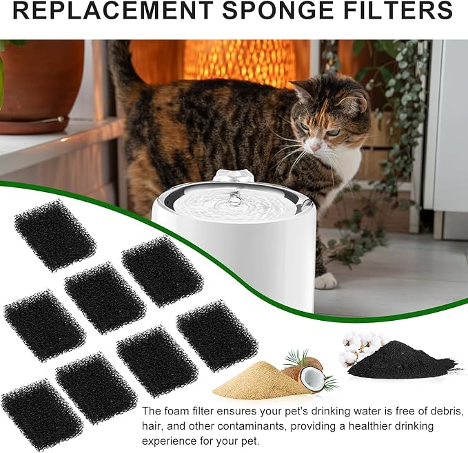 20pcs Pet Fountain Replacement Filters, Cat Drink Watering Filter Replaced Foam Filters Square Sponge Filter for PETKIT Eversweet 3 Pro/PETKIT Eversweet Solo 2/PETKIT EversweetSolo SE