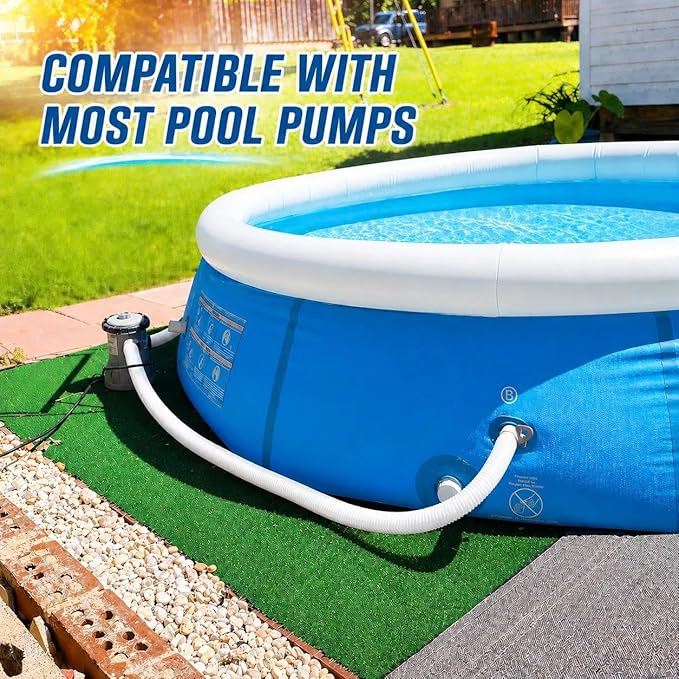 Replacement 1.25 Pool Hoses for Above Ground Pools, 1 1/4" x 59" Long, 3 Pack with 6 Metal Clamps (White)