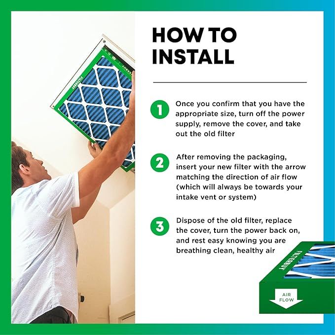 Filterbuy 12x20x2 Air Filter MERV 13 Optimal Smoke & Allergy Defense (4-Pack), Electrostatic Pleated HVAC AC Furnace Filters Replacement, Made in USA (Actual Size: 11.50 x 19.50 x 1.75)