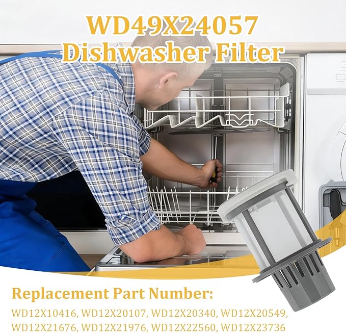 WD49X24057 Ge Dishwasher Filter Ultra Fine Filter Kit Compatible With General GE Dishwasher Filter Replacement WD12X10416 WD12X20107 WD12X21976 WD12X22560 WD12X23736 WD12X20340 WD12X21676 WD12X20549
