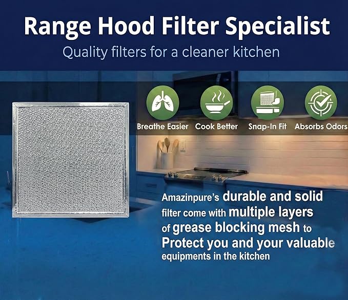 4X 8x8 inches Premium Ultra-Flow Heavy-Duty Range Hood Filter Replacement Compatible with Ventline BCC024600 Exhaust Fan Aluminum Mesh Grease Filter for Stove Vent Filter Kitchen Oven (4)