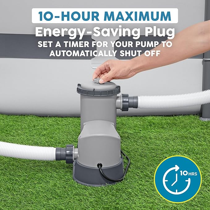 Bestway 1,500 GPH Filter Pump for Above Ground Swimming Pool with Type III A/C Cartridge, Adapter Accessories and Timer