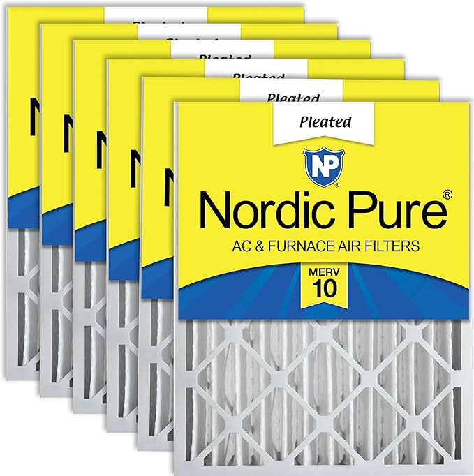 Nordic Pure 20x25x4 (Actual Size: 19 1/2 x 24 1/2 x 3 5/8) Pleated MERV 10 Air Filters 6 Pack