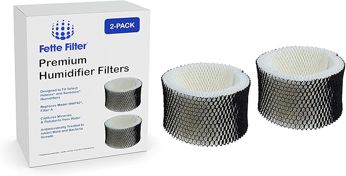 Fette Filter -2 Humidifier Filters Compatible with Holmes & Sunbeam Humidifier Filter A, HWF62 HWF62CS HWF62D (Pack of 2)