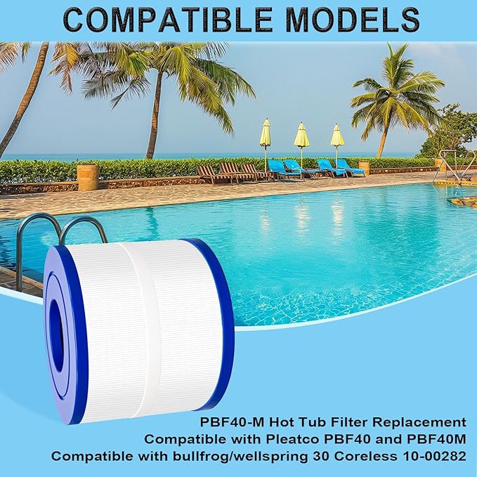 Podoy PBF40M Spa Hot Tub Filter Replacement Compatible with Pleatco PBF40M Wellspring 30 Coreless 10-00282 Bullfrog Spa Filter Replacement Cartridge by Podoy (2 Pack)