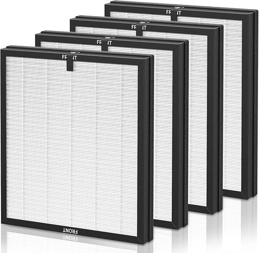 AP303 AP304 Replacement Filters, Compatible with DAYETTE AP303/ AP304/ AP305/ AP308/ AP405 Air Purifier, and for FRESHDEW AP303/ 304 Purifier, HEPA Filter with 3 Stage Filtration, 4 Pack (White)