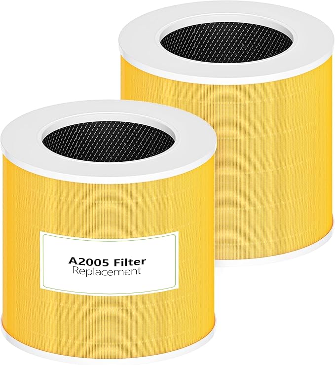 A2005 Pet Replacement Filters, 2-Pack 3-In-1 HEPA Activated Carbon Air Purifier Filters Compatible with A2005 Air Purifier