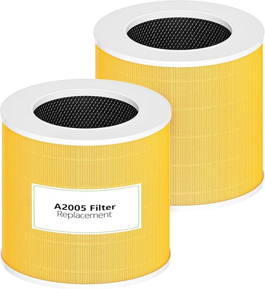 A2005 Pet Replacement Filters, 2-Pack 3-In-1 HEPA Activated Carbon Air Purifier Filters Compatible with A2005 Air Purifier