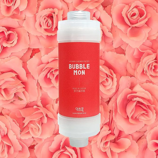[Suitable for Any Shower Head] BUBBLEMON Vitamin C Shower Filter,Rose Scent,Made in Korea,Hard Water Softer,Chlorine Reduction,Aroma Therapy,Shower Head Filter for Skin and Hair,Easy Installation