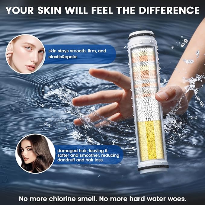 4 Pack Shower Filter Compatible with FEELSO Shower Head Filter Replacement, 15 Stage Filter Replacement Cartridge,Remove Chlorine and Harmful Substances，Reduces Dry Itchy Skin and Hair