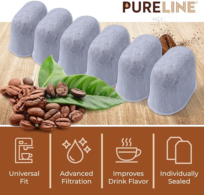 Keurig Filter Replacement, 12 Pack Compatible Charcoal Water Filter Replacement by Pureline - for Keurig 2.0 and 1.0 Classic Coffee Makers