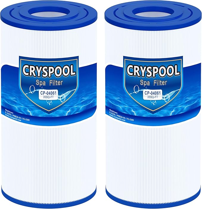 Cryspool® 04061 Filter Compatible with C-4335, PRB35-IN, R173431, Guardain 409-219, FC-2385, 03FIL1300, 35 Sq. Ft Spa Filter Cartridge, 2 Pack