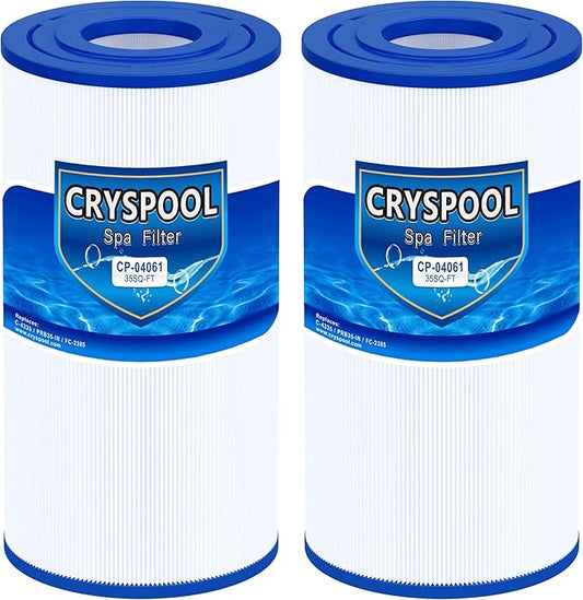 Cryspool® 04061 Filter Compatible with C-4335, PRB35-IN, R173431, Guardain 409-219, FC-2385, 03FIL1300, 35 Sq. Ft Spa Filter Cartridge, 2 Pack