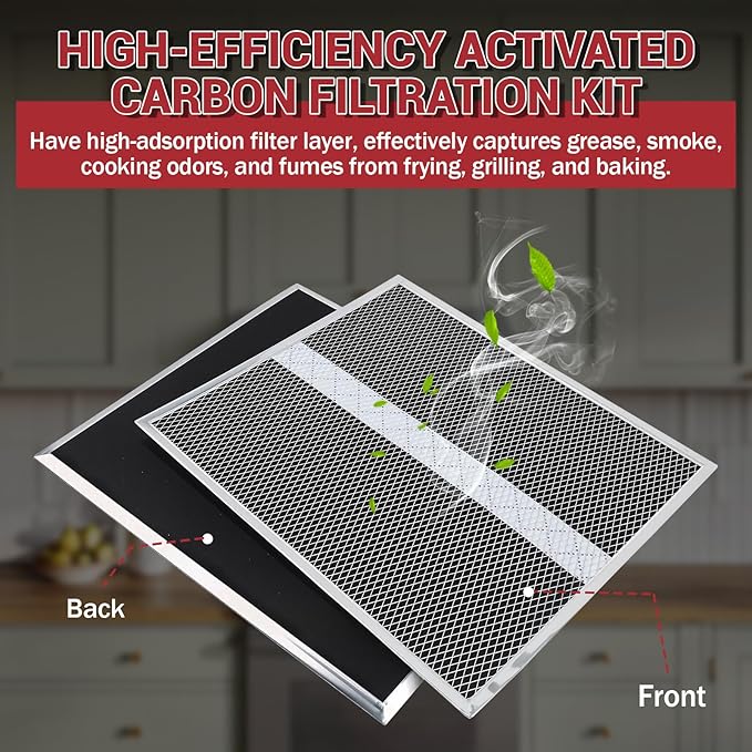 2 Pack HPF30 Range Hood Non-Duct Charcoal Filters Kit, Premium Replacement for Broan HPF30, S97020466 & Mantra/Osmos/Glacier XC Series Ductless Range Hoods, High-Efficiency Activated Carbon Filtration