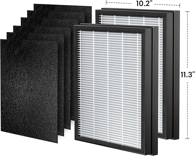 HEAPETS P358 Replacement Filters for P358 Pet Air Purifier, 6 Pre-Filters and 2 HEPA Composite Filters, Genuine Version, PJ358-2LX6JDM
