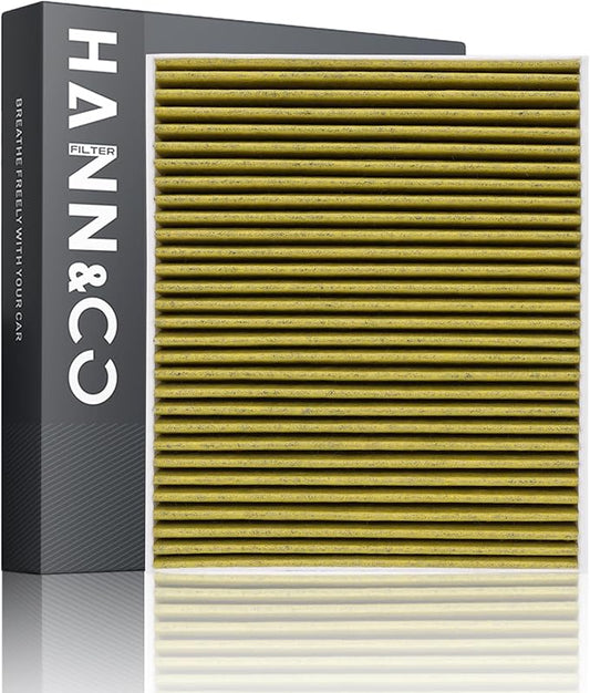 HANN&CO HEPA Activated Carbon Cabin Air Filter With Silver Ion Technology Provides Up To 24 Months of Protection，Suitable For Hyundai Tucson，Kona；KIA Sportage，Soul Replacement CF12160（HCC1811-Y）