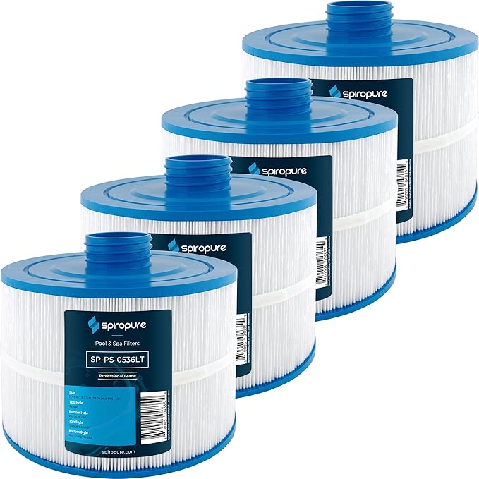SpiroPure Replacement for Bullfrog Spa Filter PBF36 Wellspring 10-2870 Pleatco PBF36-M Unicel 8CH-951 Bullfrog 35 Spa Pool Cartridge (SAE Long Thread Version) (Case of 4)