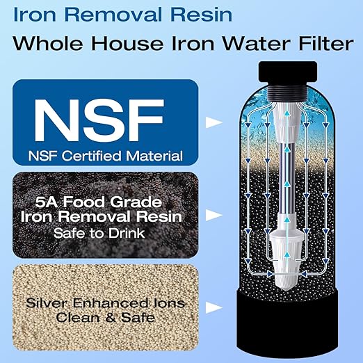 H&G Lifestyles Whole House Water Filter System, Iron and Manganese Water Filter for Well Water & City Water,Reduce Iron Heavy Metal, Silver-Enhanced, Soften Water, 700,000 Gallons