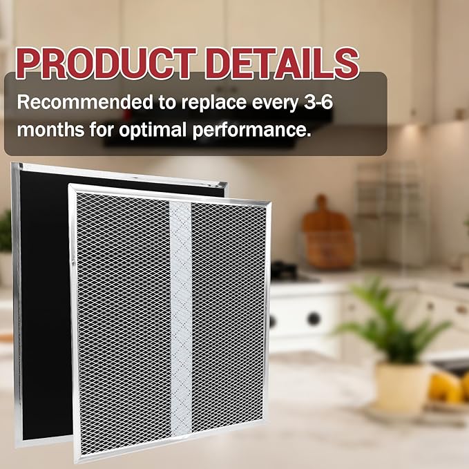 2 Pack HPF30 Range Hood Non-Duct Charcoal Filters Kit, Premium Replacement for Broan HPF30, S97020466 & Mantra/Osmos/Glacier XC Series Ductless Range Hoods, High-Efficiency Activated Carbon Filtration