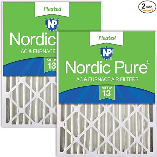 Nordic Pure 20x24x4 (Actual Size: 19 3/8 x 23 3/8 x 3 5/8) Pleated MERV 13 Air Filters 2 Pack
