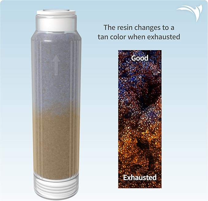 AQUATICLIFE 10-Inch Mixed-Bed Color Changing Deionization Resin Filter, RODI Reverse Osmosis DI Water Filter Replacement Cartridge
