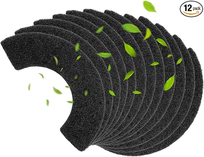 12 Pack 0.5" Thickened Activated Carbon Filters Compatible with LR 4 Connect, Automatic Cat Litter Box Filters Replacement Charcoal Filter Sheet to Absorb Odors Control Pet Damp Keep Home Fresh