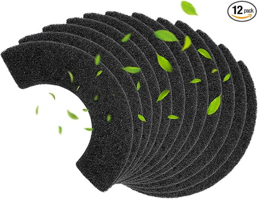 12 Pack 0.5" Thickened Activated Carbon Filters Compatible with LR 4 Connect, Automatic Cat Litter Box Filters Replacement Charcoal Filter Sheet to Absorb Odors Control Pet Damp Keep Home Fresh