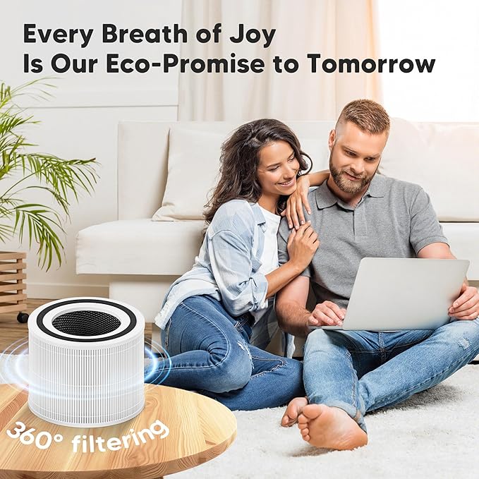 Core 300 Replacement Filter for LEVOIT Core 300 Core 300S Core 300-P Core 300S-P Air Purifier for Home Bedroom, 3-in-1 High Efficiency Activated Carbon Filter, Part # Core 300-RF, 4 Pack, White