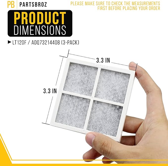 PartsBroz Air Filter 3-Pack for LG LFXS24623S/02 Refrigerator Air Filter Replacement