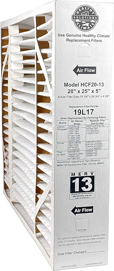 Lennox 19L17-20" x 25" x 5" Healthy Climate HCF20-13 Air Filter, MERV 13 (1-Pack)