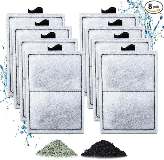 8 Pack PF-L Filter Cartridges Compatible with Top Fin Silenstream PF20, PF30, PF40 and PF75 Power Filters, Remplacement Aquarium Carbon Cartridge with Zeolite
