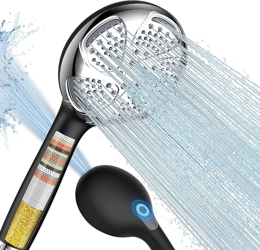 Filtered Shower Head with Handheld, High Pressure 7 Mode, Anti-clog Nozzles, Built-in Power Wash to Clean Tub, Shower Head with Filters for Hard Water, Remove Chlorine - Reduce Dry Itchy Skin
