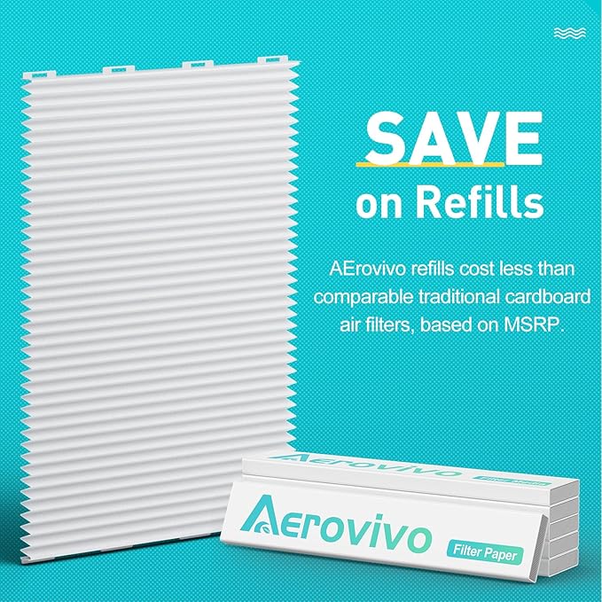 14x30x1 Refillable Air Filter Kit, MERV 8, 1 Reusable Foldable Frame ＆ 6 Refills, Fits Most AC HVAC Furnace Devices, Actual Size 13.75x29.75x0.75in