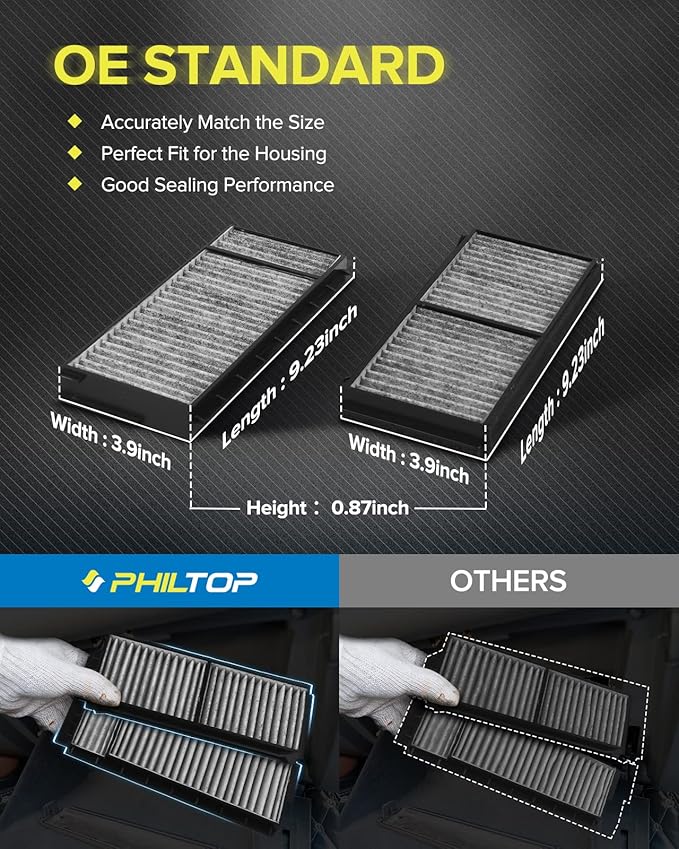 PHILTOP HEPA Cabin Air Filter w/Activated Carbon, Compatible with CF10218 Mazda 3 2004-2009, 5 2006-2010 2012-2015, Carbon Filter Up Dust Pollen Odor