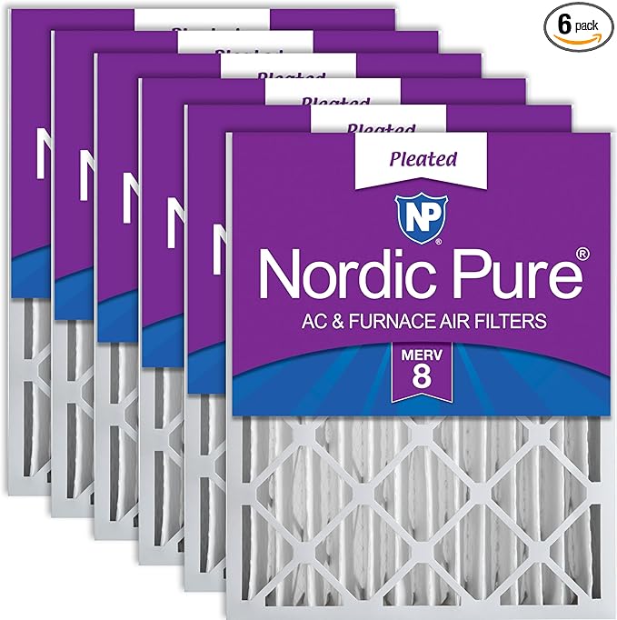 Nordic Pure 16x24x4 (Actual Size: 15 3/8 x 23 3/8 x 3 5/8) Pleated MERV 8 Air Filters 6 Pack